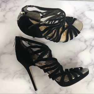 Sam Edelman Eve Black Suede Strappy Stiletto 9